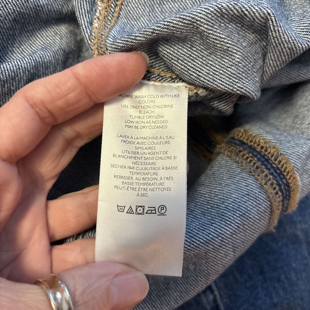 Free People We The Free High Roller Denim Jumpsuit Blue Boho Hippie Romper, Sz L - Picture 11 of 13